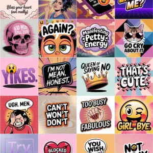 Sassy digital stickers for iPhone messages