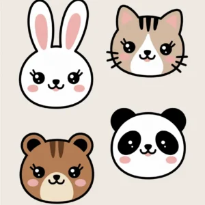 cozy kawaii animal face iphone wallpapers with sleepy critters in soft pastel colors for digital download_1