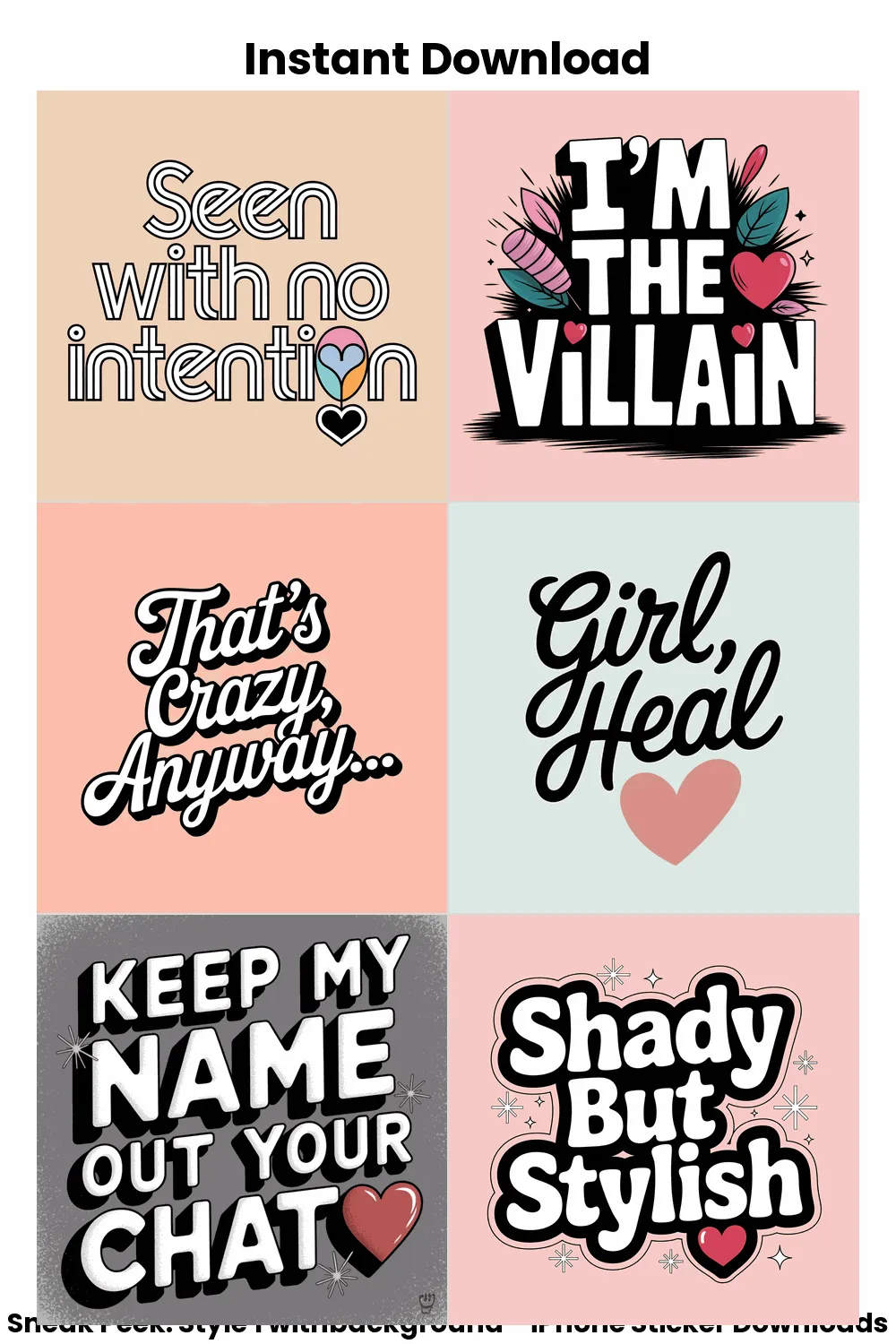 Certified Petty iPhone Stickers, astel comeback stickers, petty iphone bundle, sarcastic digital pack, aesthetic block phrases_1