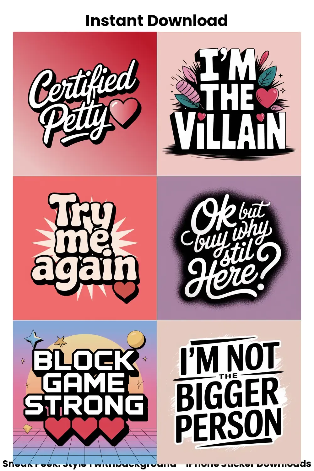 Certified Petty iPhone Stickers, astel comeback stickers, petty iphone bundle, sarcastic digital pack, aesthetic block phrases_1