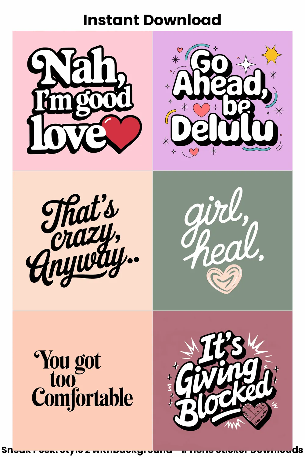 Certified Petty iPhone Stickers, astel comeback stickers, petty iphone bundle, sarcastic digital pack, aesthetic block phrases_1