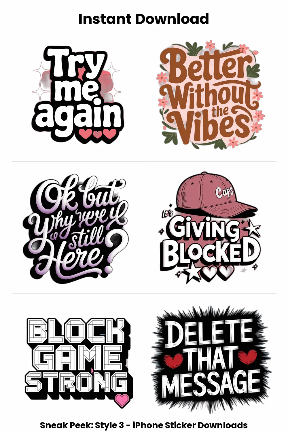 Certified Petty iPhone Stickers, astel comeback stickers, petty iphone bundle, sarcastic digital pack, aesthetic block phrases_1