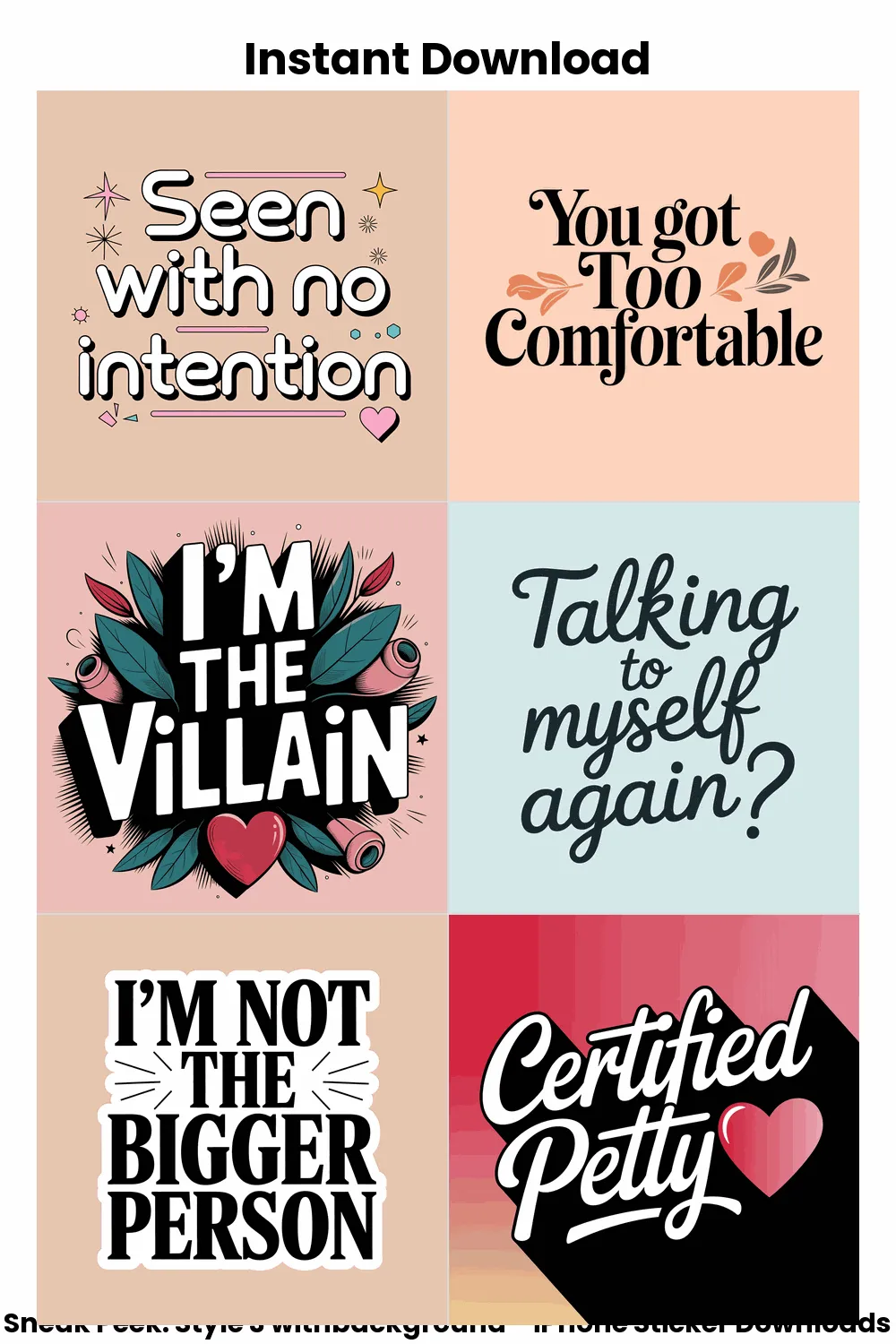 Certified Petty iPhone Stickers, astel comeback stickers, petty iphone bundle, sarcastic digital pack, aesthetic block phrases_1