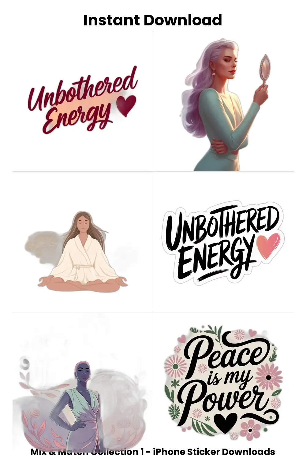 Digital Stickers with Chill Sass, calm aesthetic stickers, savage reply pack, unbothered text bundle, chill iphone quotes_1