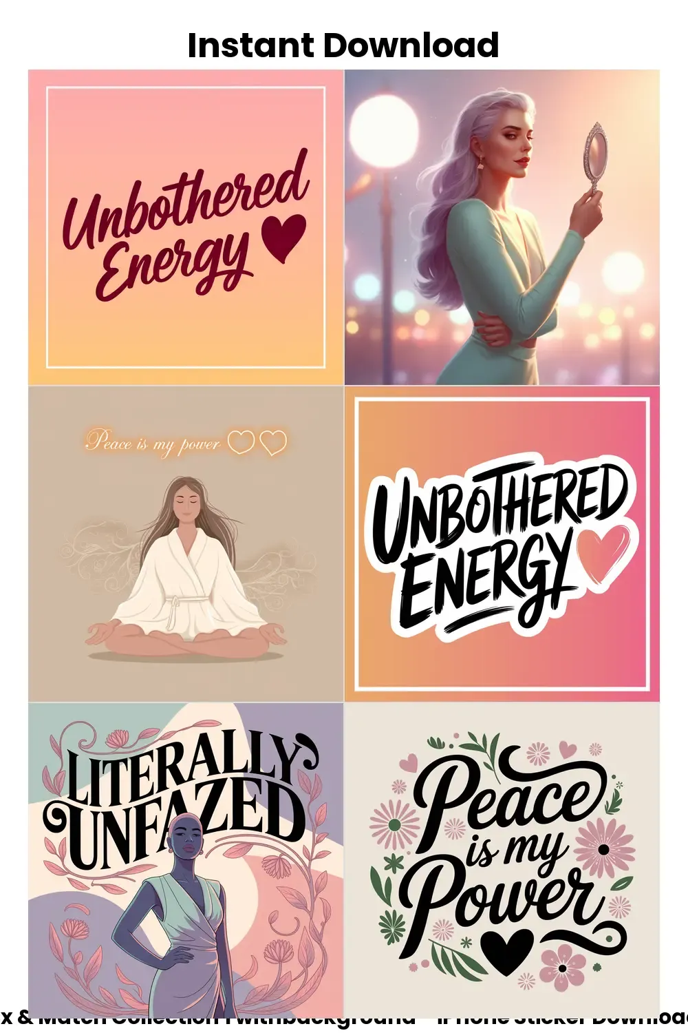 Digital Stickers with Chill Sass, calm aesthetic stickers, savage reply pack, unbothered text bundle, chill iphone quotes_1