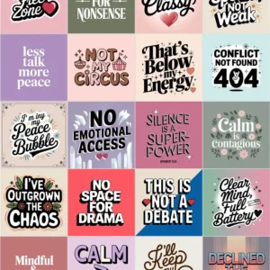 Drama Free Zone iphonestickers, calm text stickers, aesthetic mood bundle, no drama sticker pack, digital soft sass set_2