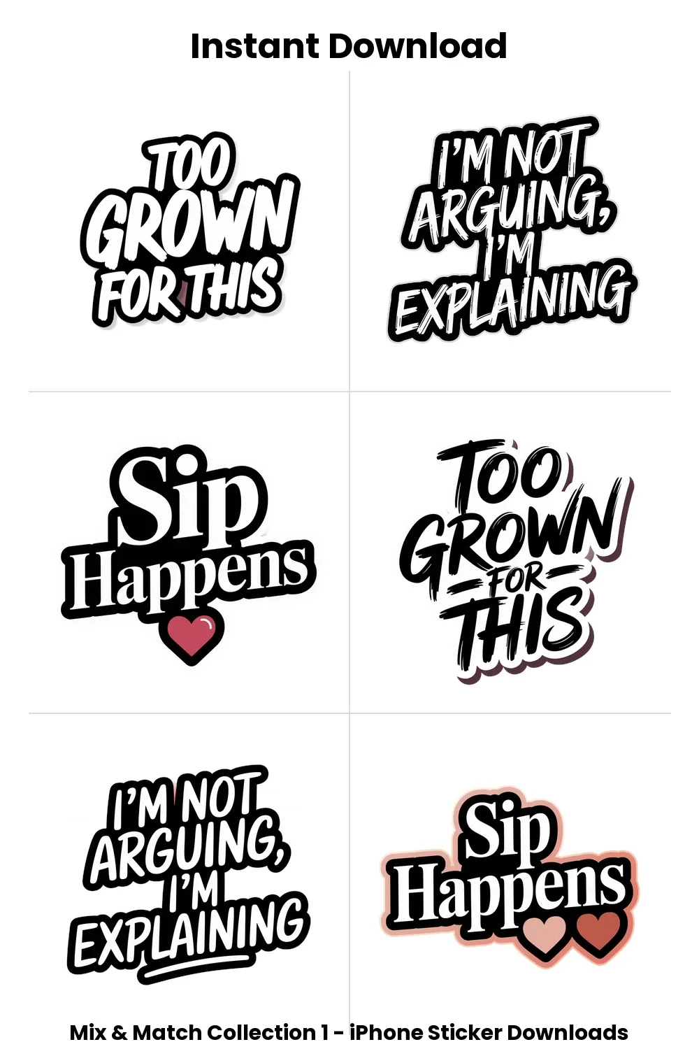 sassy iphone stickers, petty digital download, funny imessage replies, bold aesthetic png_1