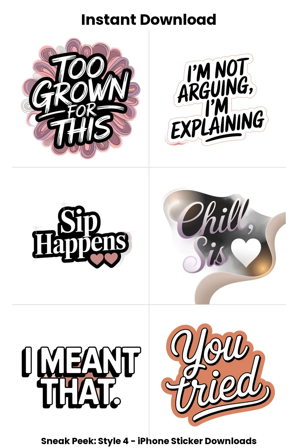 sassy iphone stickers, petty digital download, funny imessage replies, bold aesthetic png_1