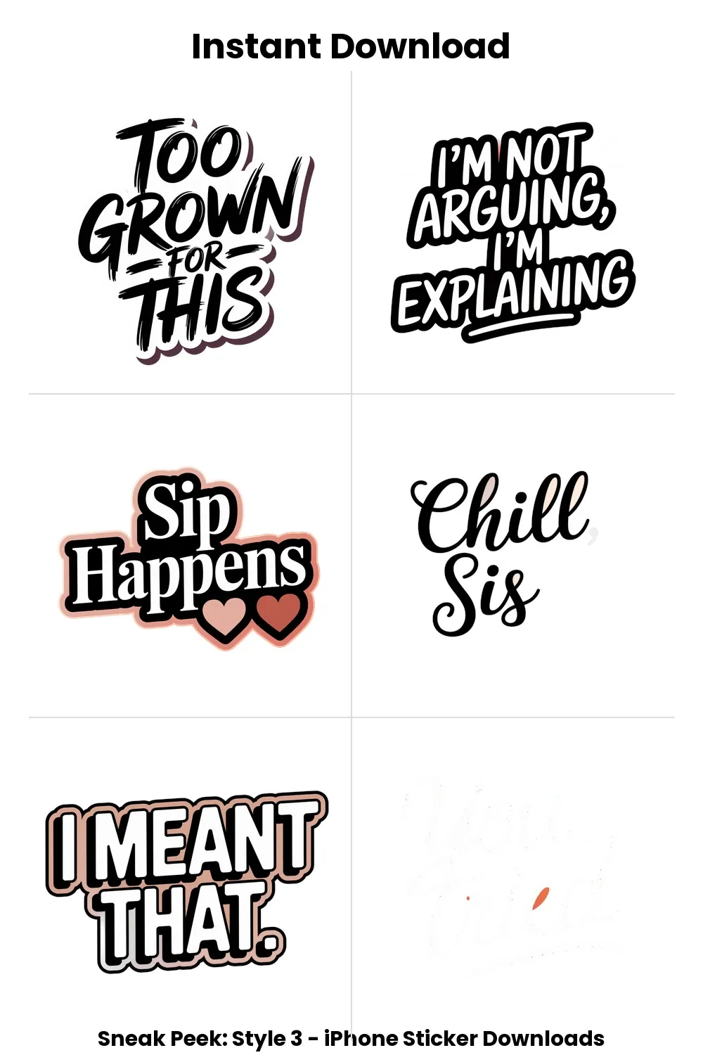 sassy iphone stickers, petty digital download, funny imessage replies, bold aesthetic png_1