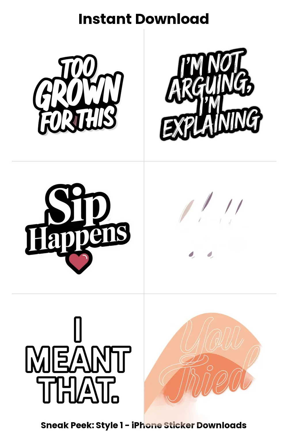 sassy iphone stickers, petty digital download, funny imessage replies, bold aesthetic png_1