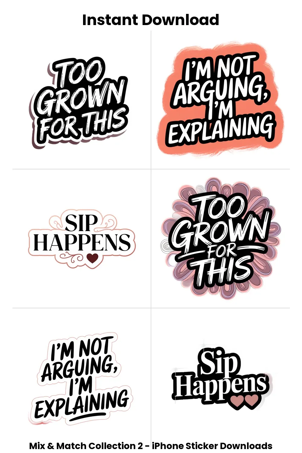 sassy iphone stickers, petty digital download, funny imessage replies, bold aesthetic png_1