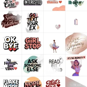 pastel sassy bundle, cute digital phrases, iphone planner stickers, bold genz text pack_2