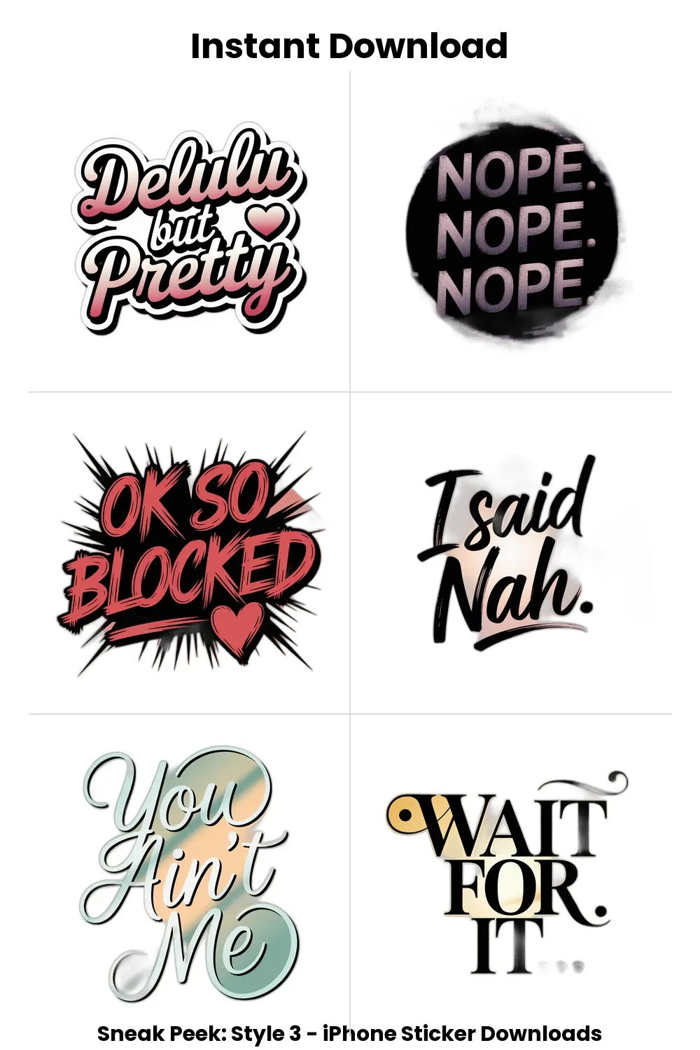 pastel iphone stickers, bold aesthetic text, digital girl sticker set, savage planner pack_1
