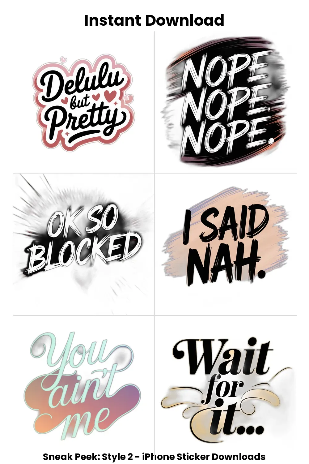 pastel iphone stickers, bold aesthetic text, digital girl sticker set, savage planner pack_1