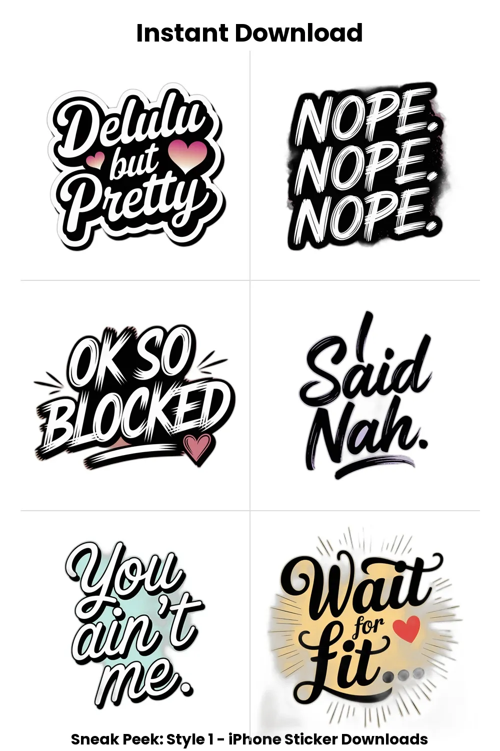 pastel iphone stickers, bold aesthetic text, digital girl sticker set, savage planner pack_1