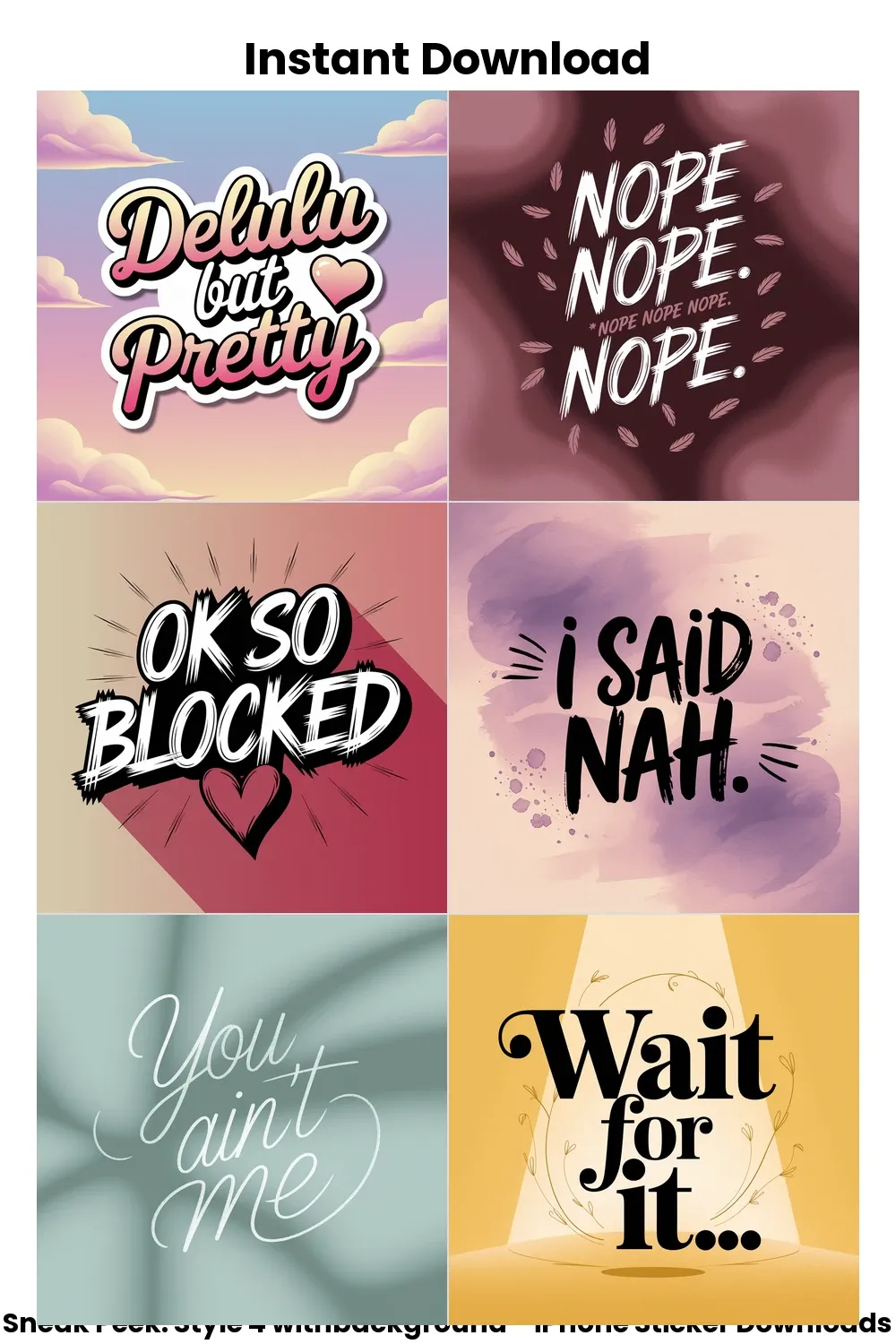 pastel iphone stickers, bold aesthetic text, digital girl sticker set, savage planner pack_1