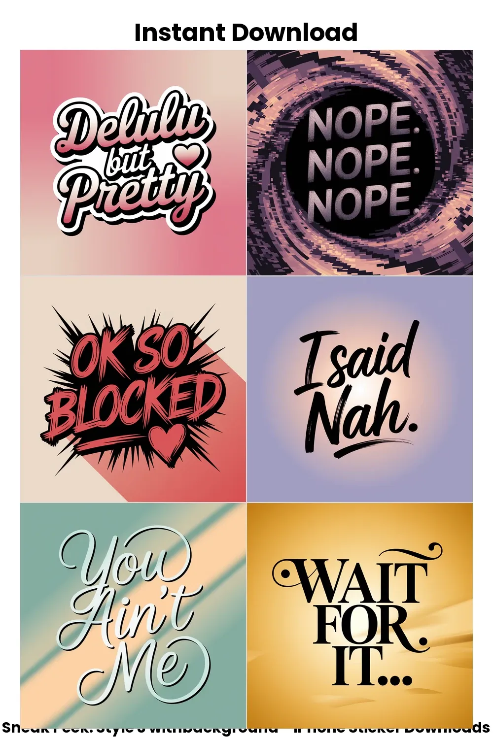 pastel iphone stickers, bold aesthetic text, digital girl sticker set, savage planner pack_1