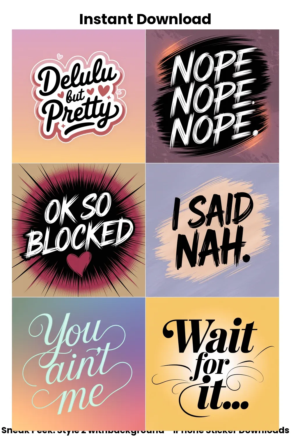 pastel iphone stickers, bold aesthetic text, digital girl sticker set, savage planner pack_1
