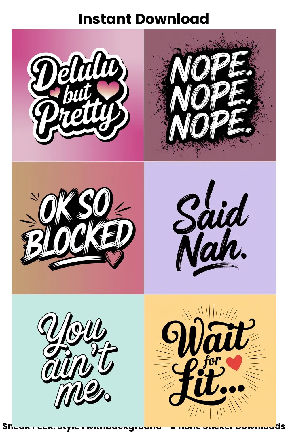 pastel iphone stickers, bold aesthetic text, digital girl sticker set, savage planner pack_1