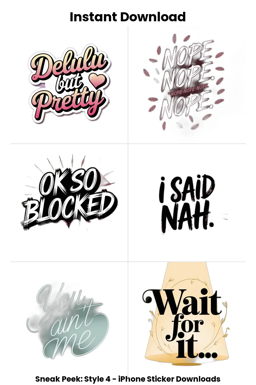 pastel iphone stickers, bold aesthetic text, digital girl sticker set, savage planner pack_1