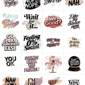 pastel iphone stickers, bold aesthetic text, digital girl sticker set, savage planner pack_2