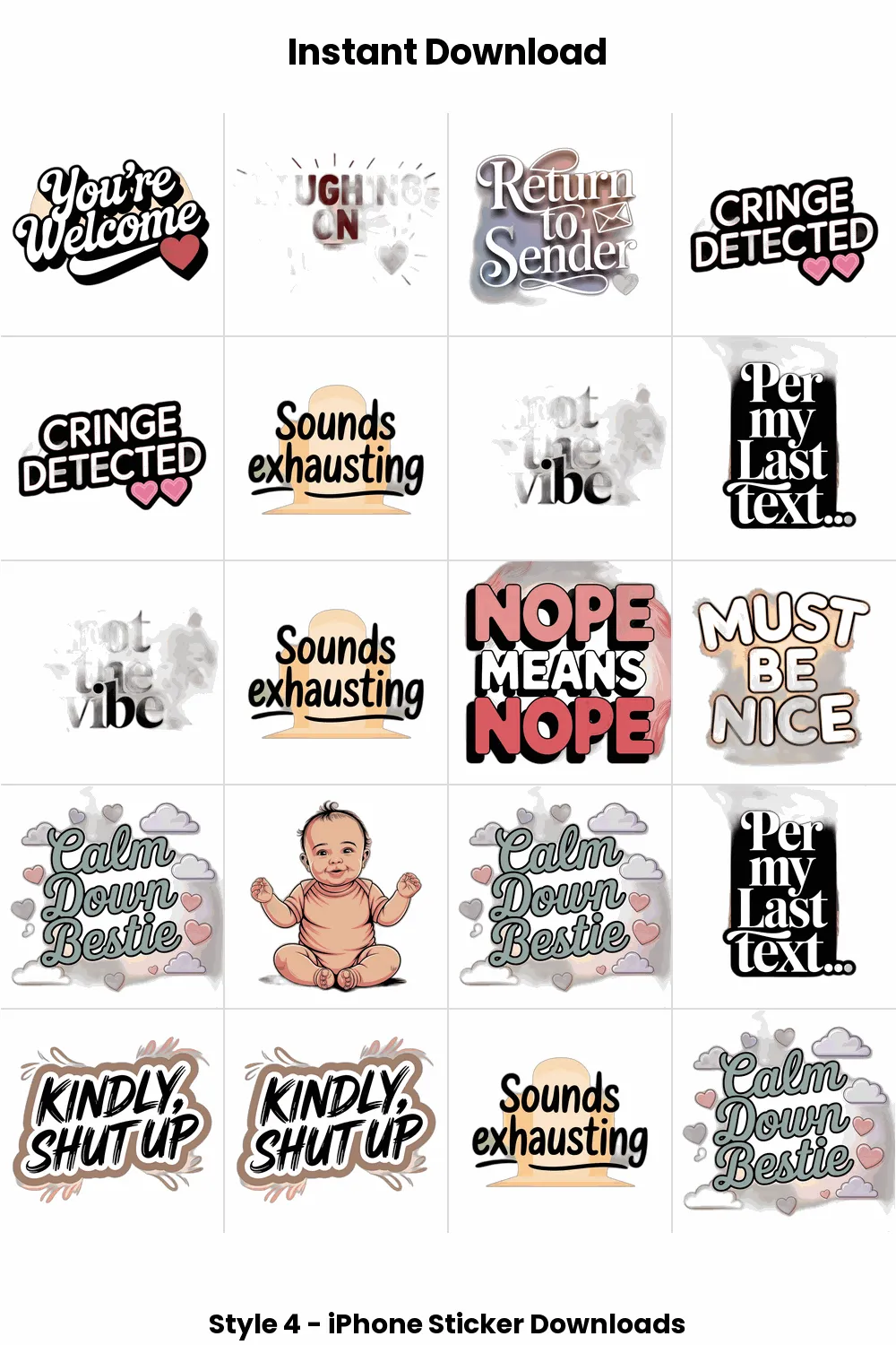 sarcastic iphone stickers, aesthetic mood quotes, digital sass pack, savage girl bundle_1