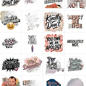 sarcastic iphone stickers, aesthetic mood quotes, digital sass pack, savage girl bundle_2