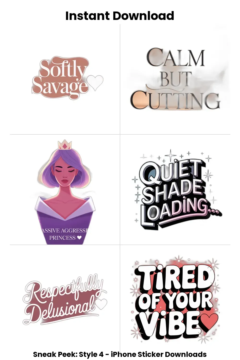 gentle sass stickers, pastel reply pack, aesthetic iphone comebacks, elegant savage text bundle_1