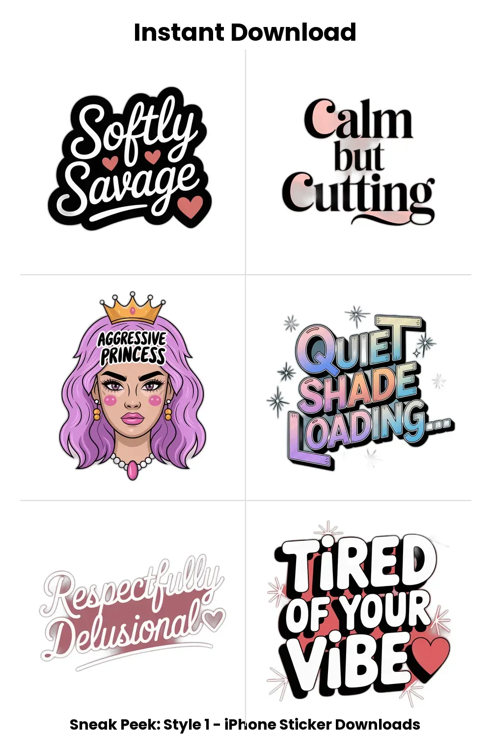 gentle sass stickers, pastel reply pack, aesthetic iphone comebacks, elegant savage text bundle_1