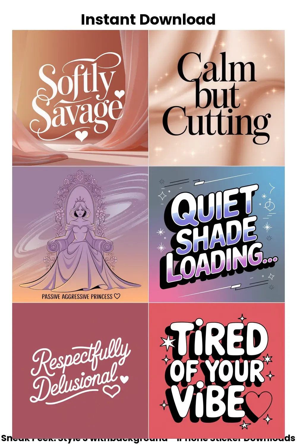 gentle sass stickers, pastel reply pack, aesthetic iphone comebacks, elegant savage text bundle_1