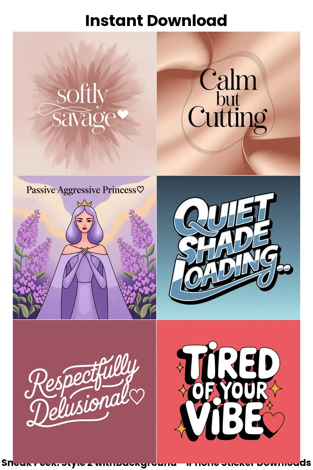 gentle sass stickers, pastel reply pack, aesthetic iphone comebacks, elegant savage text bundle_1