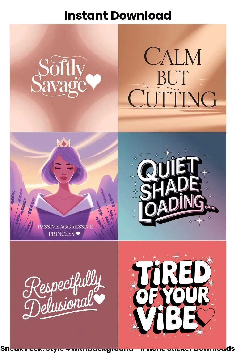 gentle sass stickers, pastel reply pack, aesthetic iphone comebacks, elegant savage text bundle_1